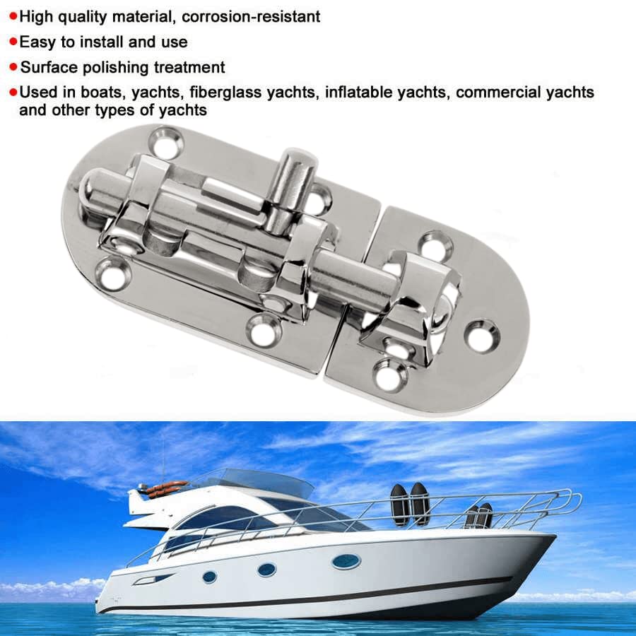 Image of 1 /2Pack Stainless Steel 316 Door Window Lock Latch ,Marine Barrel Bolt Clasp Sliding Hasp Locks Push Pull Toggle Buckle W /Rubber gaskets (2Pack, Length: 110mm 4.33inch)