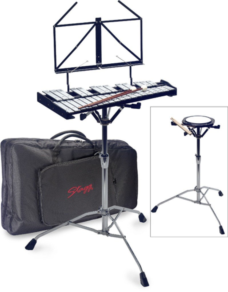 Stagg BELL-SET 32 Métallophone + Support + Bloc de pratique Argenté