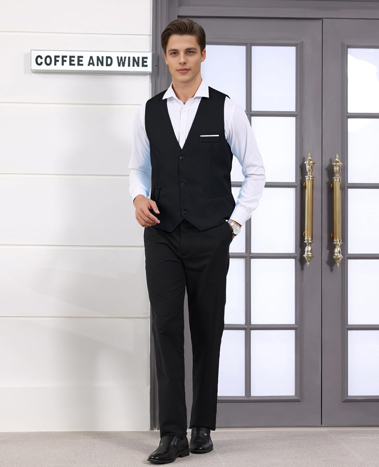 Men's Formal Dress Business Slim Fit Sleeveless Jacket Suit Vest Waistcoat - Image 4