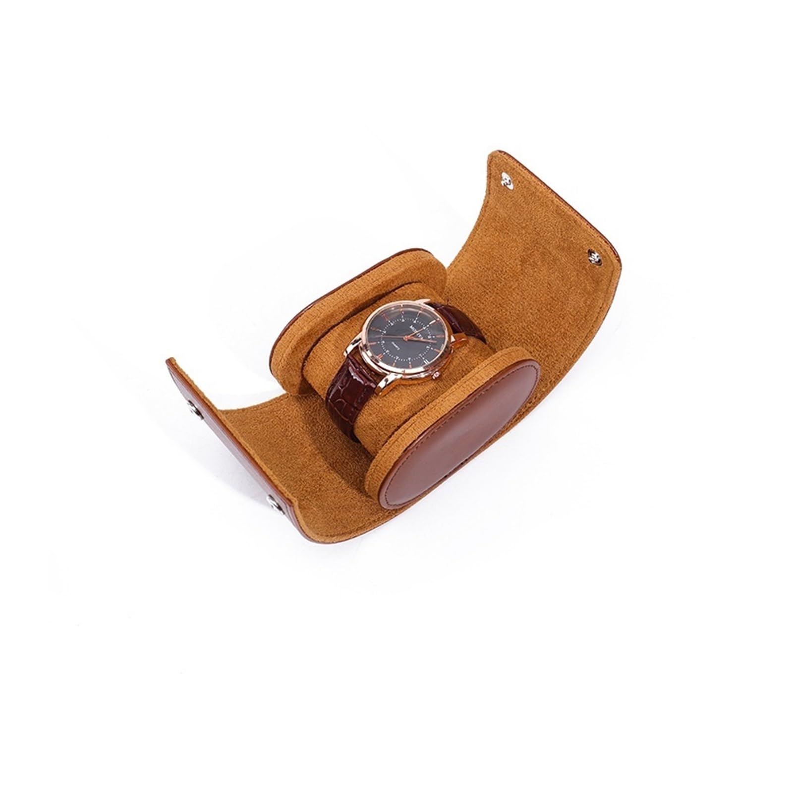 Boîte rangement montre 1 emplacement au design soigné en cuir marron