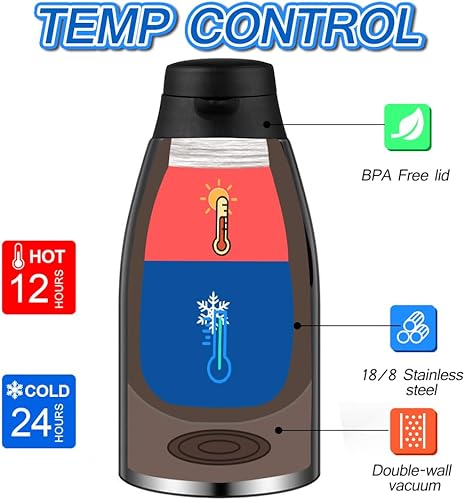 Miniatura 2 de Jarra térmica de café de 70 onzas, paquete de 2 urnas de café aisladas Airpot, dispensador térmico de acero inoxidable para café, agua caliente, té,