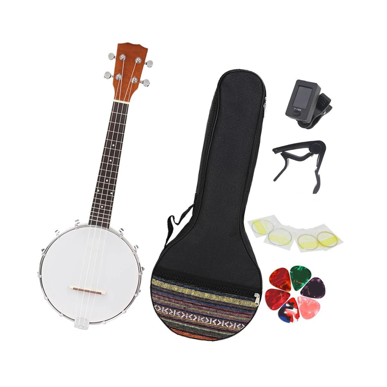 Przenośne Ukulele Profesjonalne 4 Strunowe Banjolele Z Tunerami Gig Bag I Innymi Akcesoriami