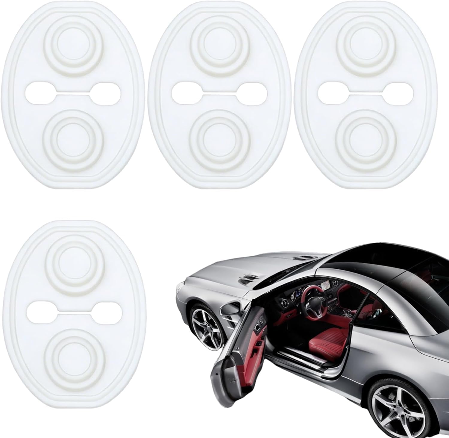 QIZUN 4 Pcs Car Door Shock Absorber for Hyundai i20 (PB GB/IB BC3/BI3 2008-2025 2026), Professional Anti-slam Soundproof Sticker and Self-adhesive Lock Protector Cushion Accessory