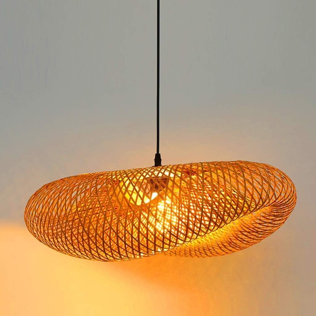 Bloohk One Color Bamboo Pendant Light, Japanese Zen Straw Hat Chandelier, Handwoven Rattan Hanging Lamp With Adjustable Height For Dining Room, Living Room