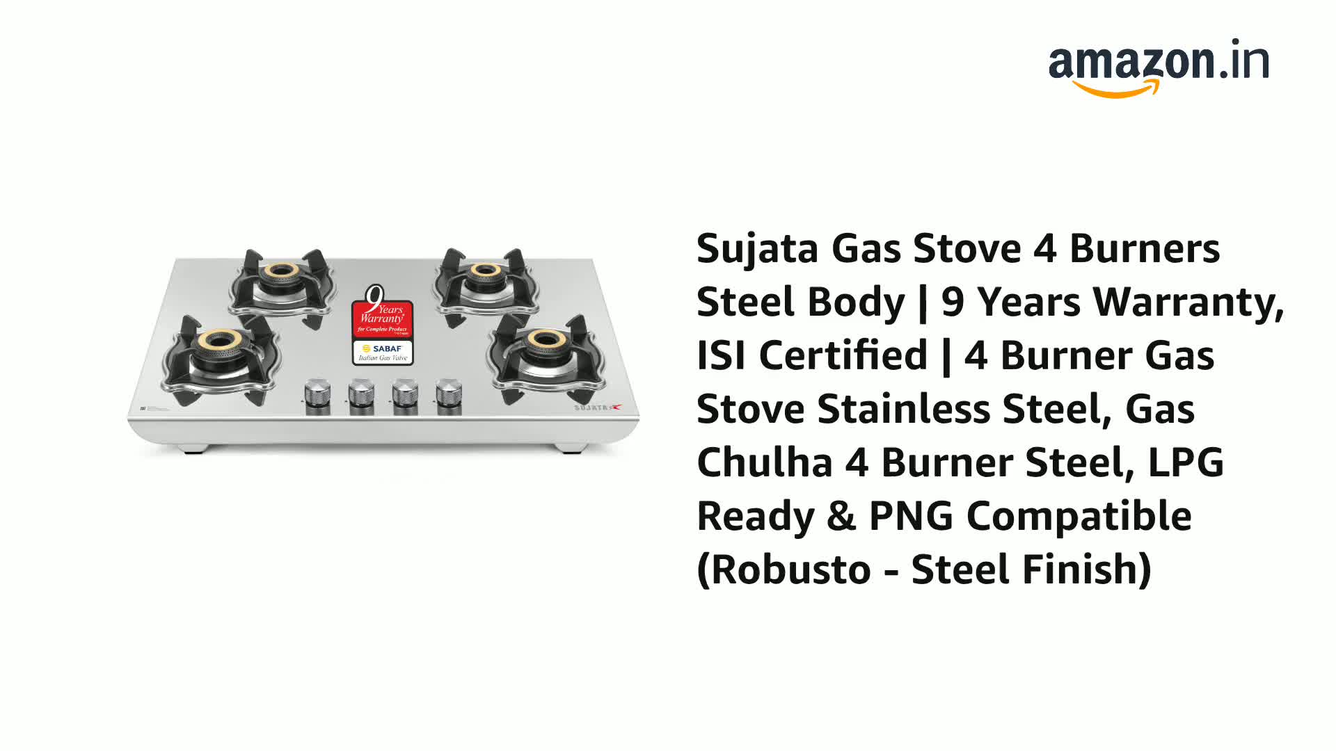 Sujata Robusto Gas Stove 4 Burners