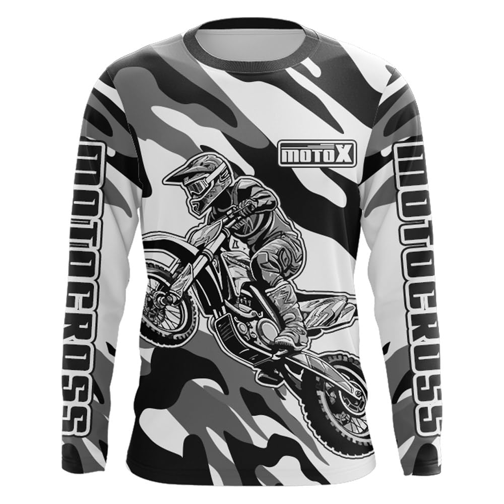Camo Motocross Racing Jersey Youth & Adult UPF30+ Motox Dirt Bike Shirt Motorcycle Off-Road Shirt for Men Women Kid XM125 (Adult Jersey)