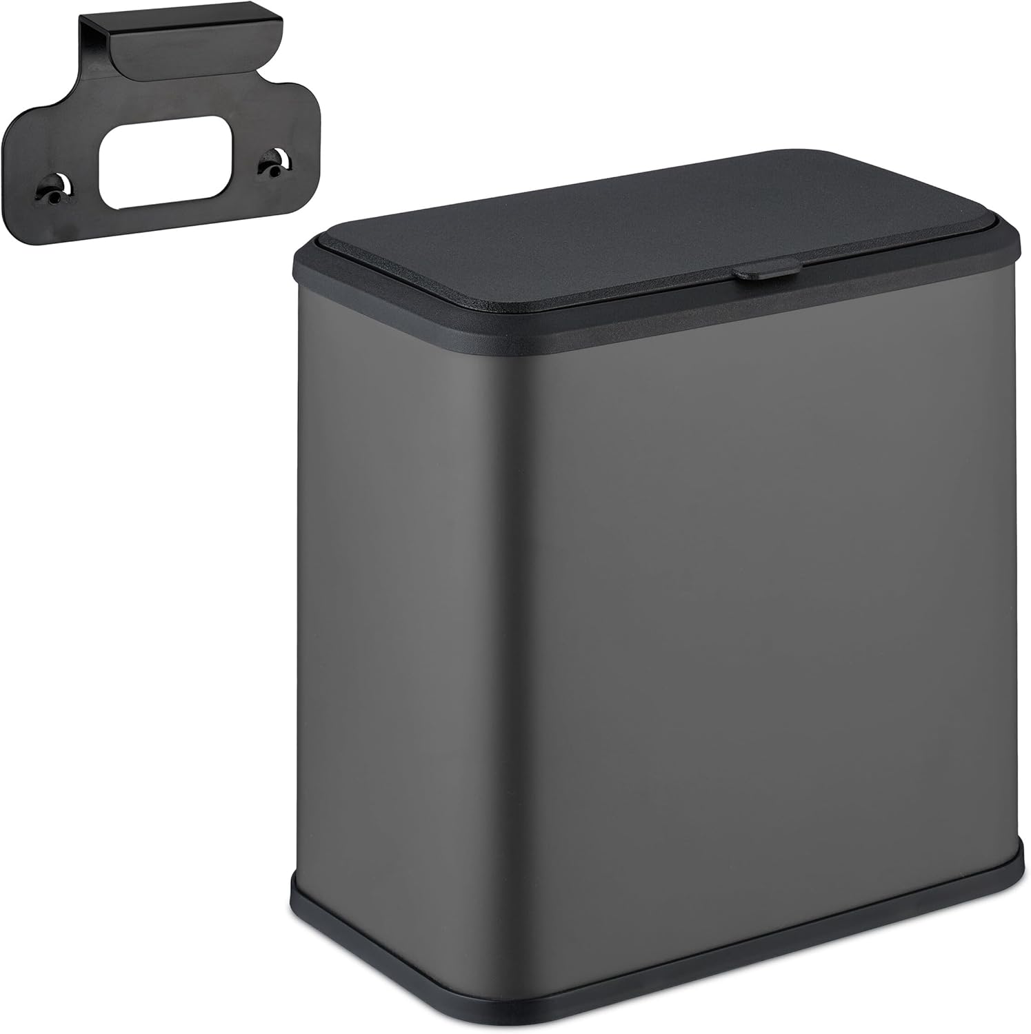 Relaxdays 5 Litre Hanging Bin Indoor Kitchen & Bathroom Metal Plastic Square Cosmetic Bin White