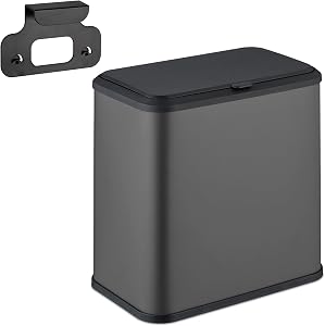 Relaxdays Mülleimer, 5 l, zum Einhängen, Inneneimer, Küche & Bad, Metall, Kunststoff, eckiger Kosmetikmülleimer, grau