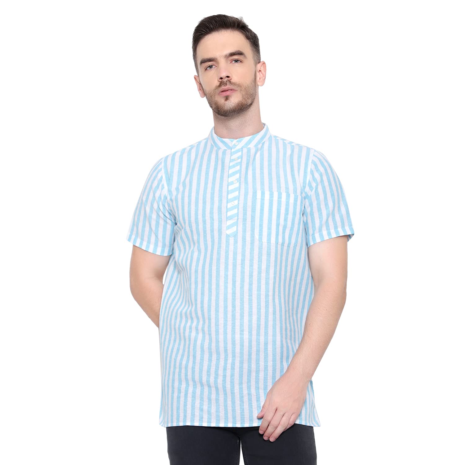 latest chikan Trending Cotton Men's Short Kurtas-picture-36