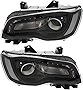 For Chrysler 300 Headlights Lamps Set 2015 2016 2017 Halogen Black Trim Driver and Passenger Side