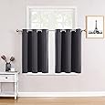RYB HOME Blackout Curtains for Small Window - Thermal Insulated Privacy Curtains Shades for Kitchen Bathroom Cafe Dorm Loft, W 34 x L 45 inch per Panels, Plum, 2 Pcs