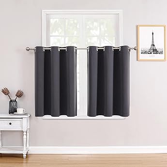 RYB HOME Blackout Curtains for Small Window - Thermal Insulated Privacy Curtains Shades for Kitchen Bathroom Cafe Dorm Loft, W 34 x L 45 inch per Panels, Plum, 2 Pcs