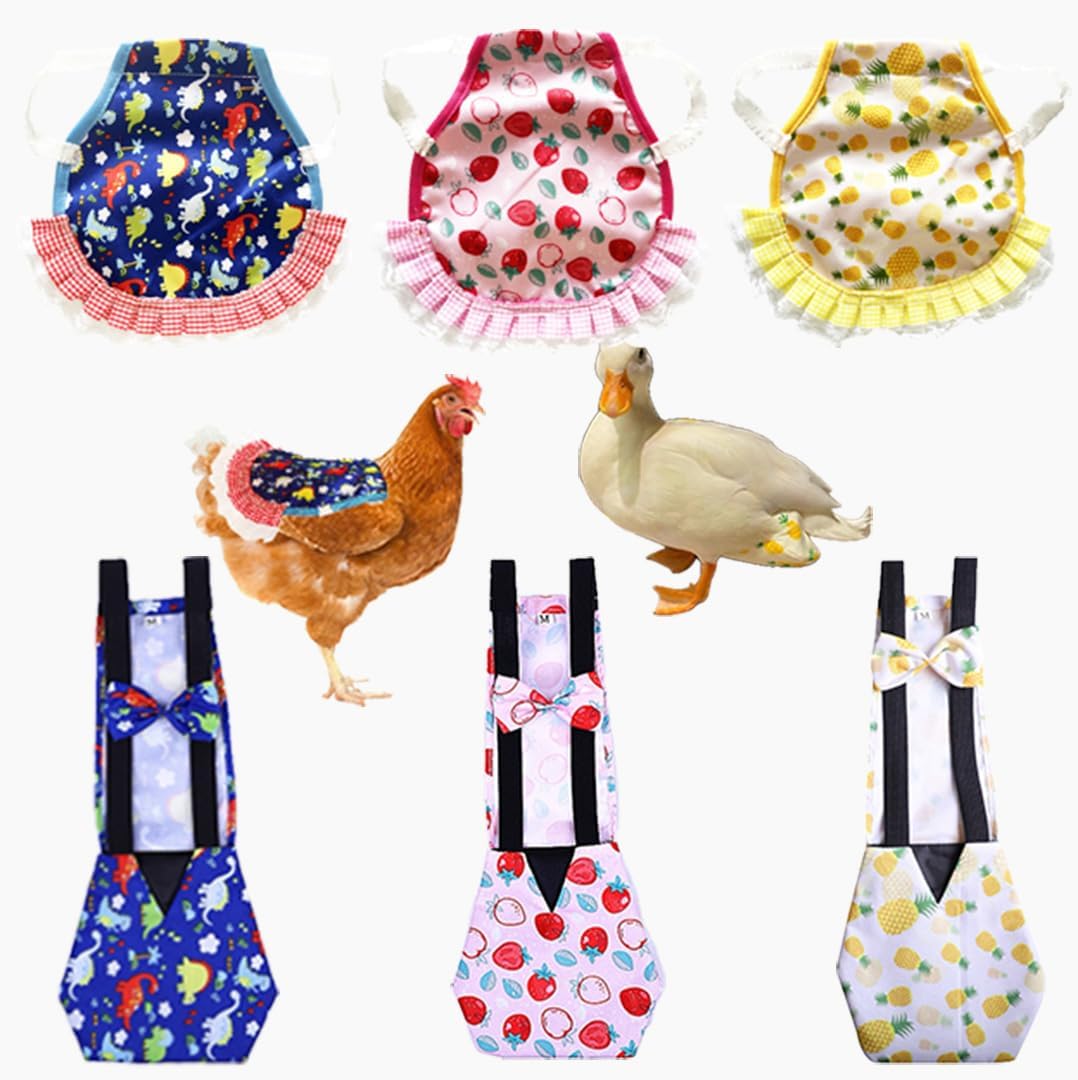 6Pcs Chicken Diapers Saddles Set for Hens,Ducks(3saddles+3diapers) (Medium)