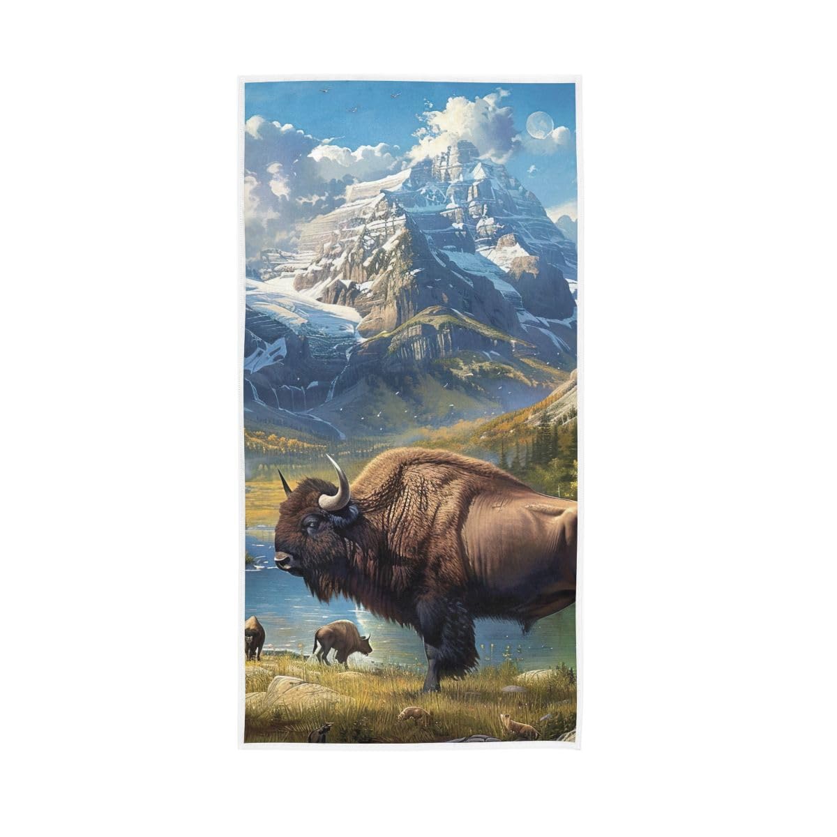 HUYGD Animal at Lake Hand Towel, Hand Towels Cotton for Bathroom, Gym, Hotel, Spa 15 x 30 Inches