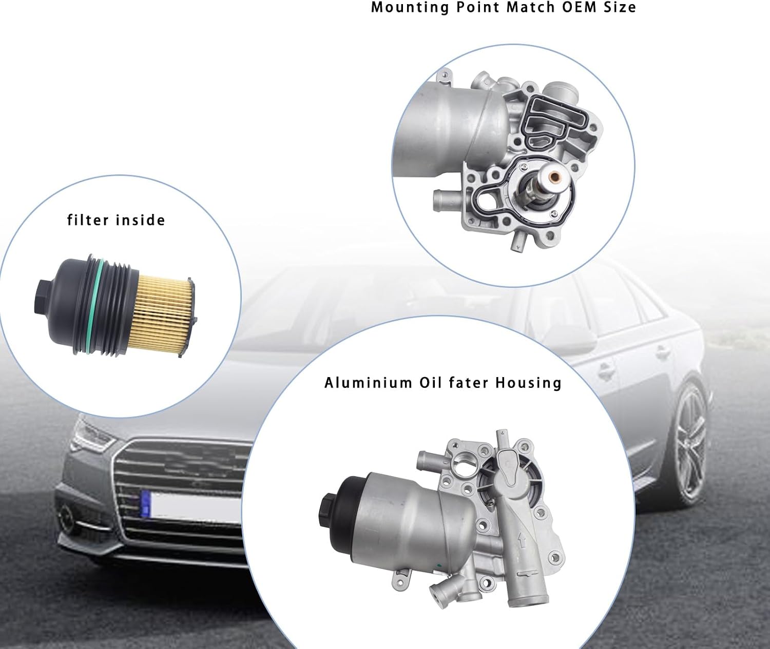 Upgrade Aluminium Oil Filter Housing Assembly compatible with Porsche Audi Q7 A6 A7 A8 Q5 Q7 3.0L TDI