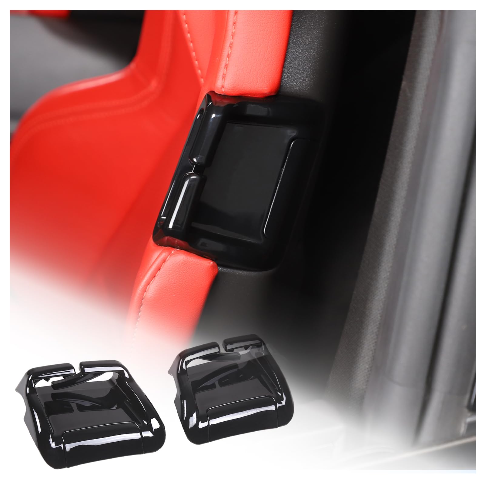 2 Pcs Seat Belt Shoulder Guides Loops Compatible with Corvette C8 2020-2024 Car Seat Belt Stay Clips Interior Anti Off Replacement Parts (Black)