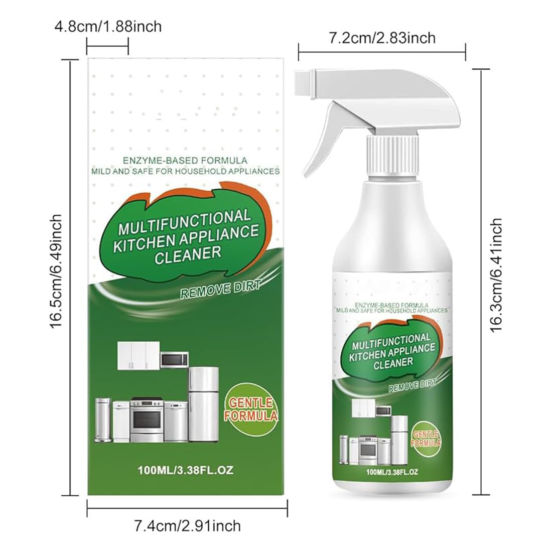 Detergente multifunzionale per elettrodomestici da cucina, sgrassatore multiuso per impieghi gravosi, sgrassatore per cucina per impieghi gravosi per fornelli e forni (3pc)