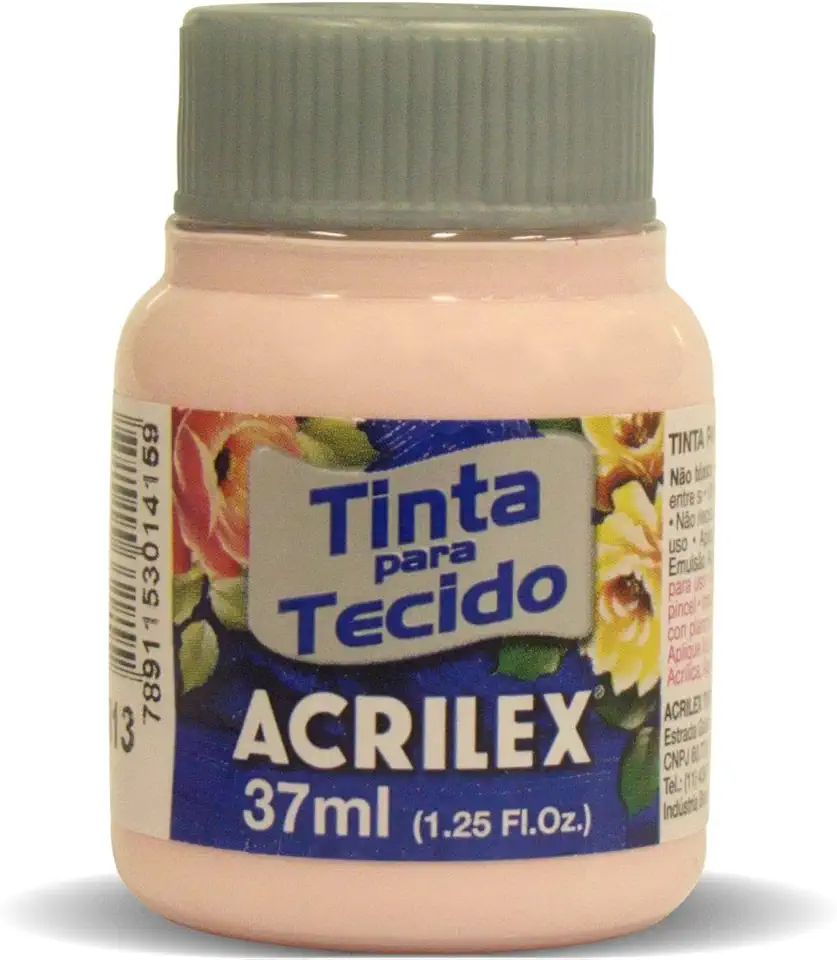 Tinta para Tecido, Fosca, 37 ml, Rosa Bebê, Caixa com 12 Unidades, Acrilex