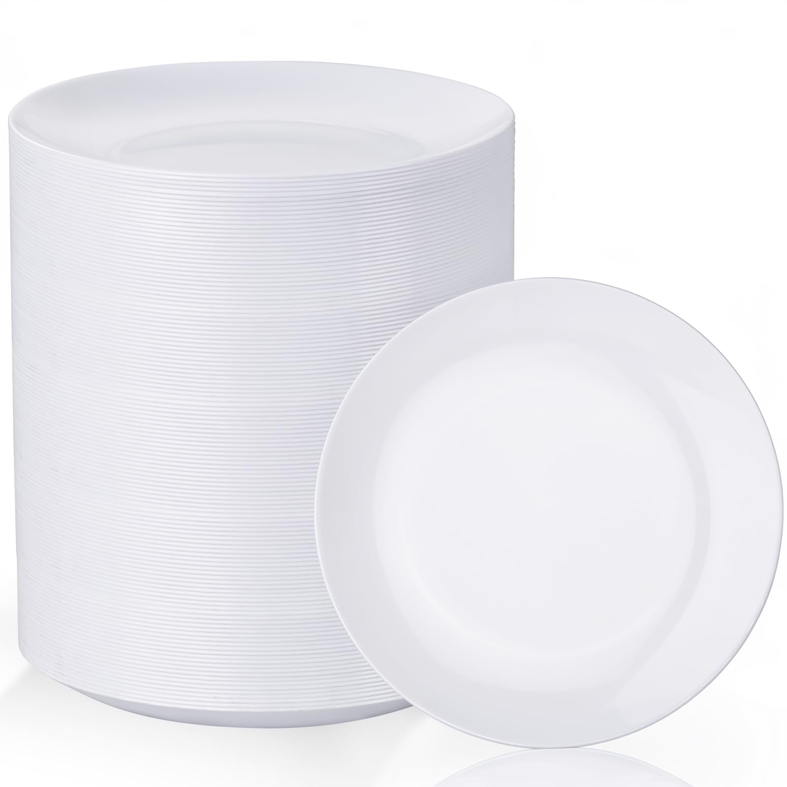 Photo 1 of Nervure 100Pcs White Plastic Plates - 7.5? Disposable White Dessert Plates