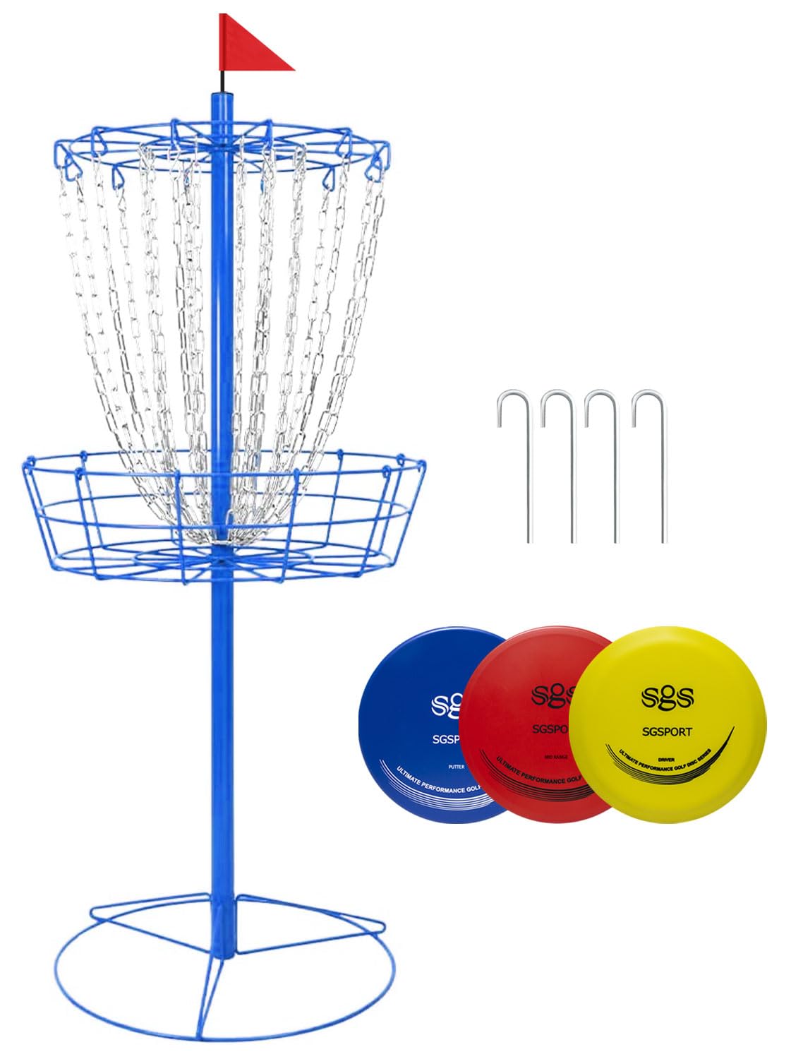 TARUMG 24-Chains Disc Golf Basket with Handbag&amp;Discs,Multi-Colors Choices