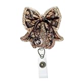 Camo Stethoscope Bow Badge Reel – Handmade Retractable ID Holder, Made to Order Camouflage Badge Charm, Healthcare Badge Clip, Badge Accessory for Medical, Nurses, Office Workers