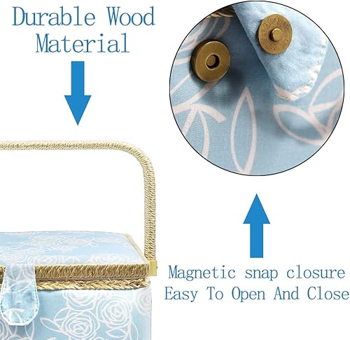 Miniatura 4 de Cesta de costura grande con accesorios, caja organizadora de costura para suministros de costura y almacenamiento de herramientas de manualidades,