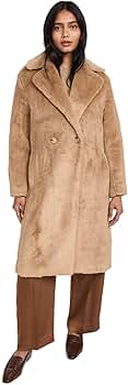Vince Womens Faux Sherling Coat, SAND SHELL, SMALL at Amazon