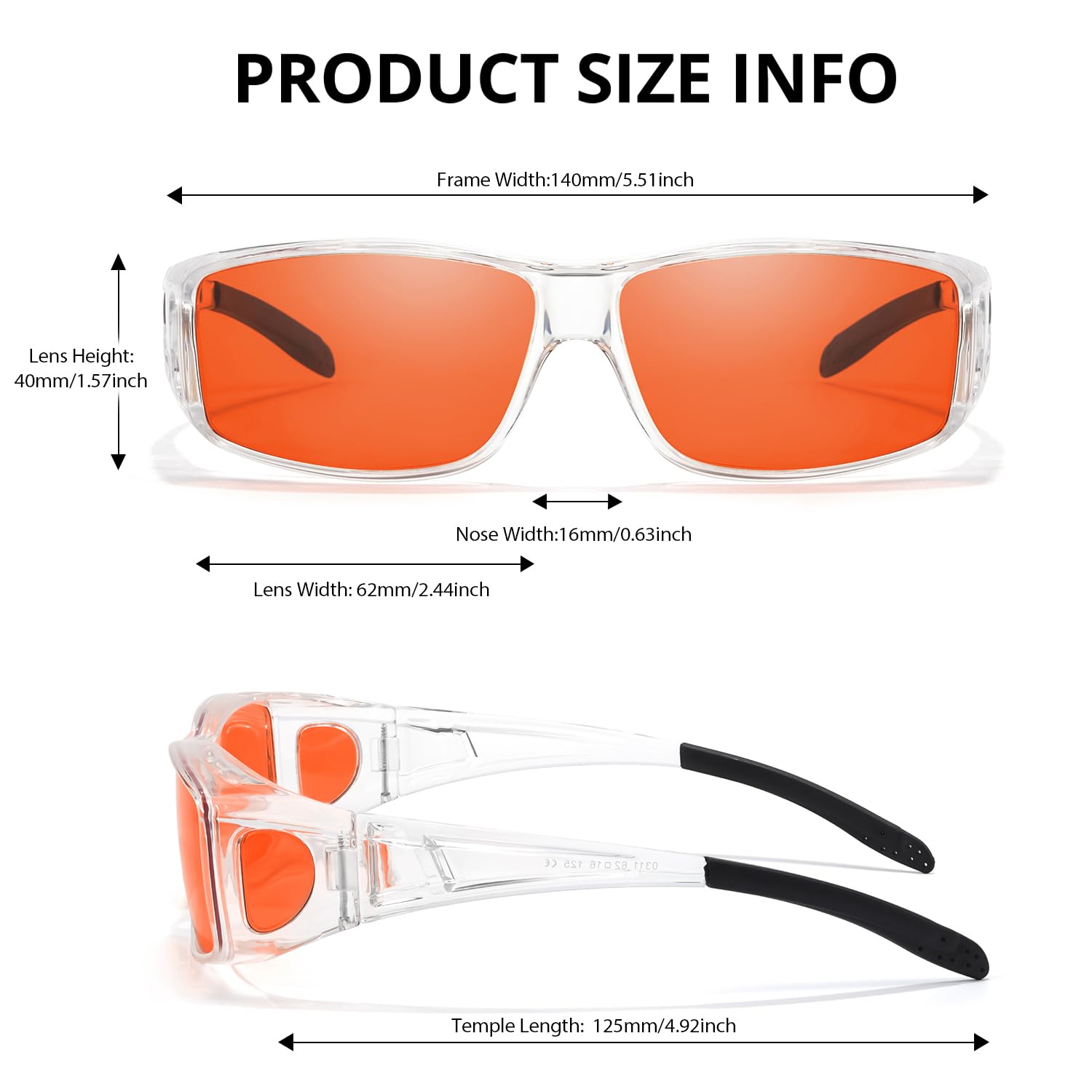VIEWBETTER® Lunettes anti-99,99 % de blocage de la lumière bleue sur les lunettes, lunettes de jeu sur tout le pourtour, orange ambré