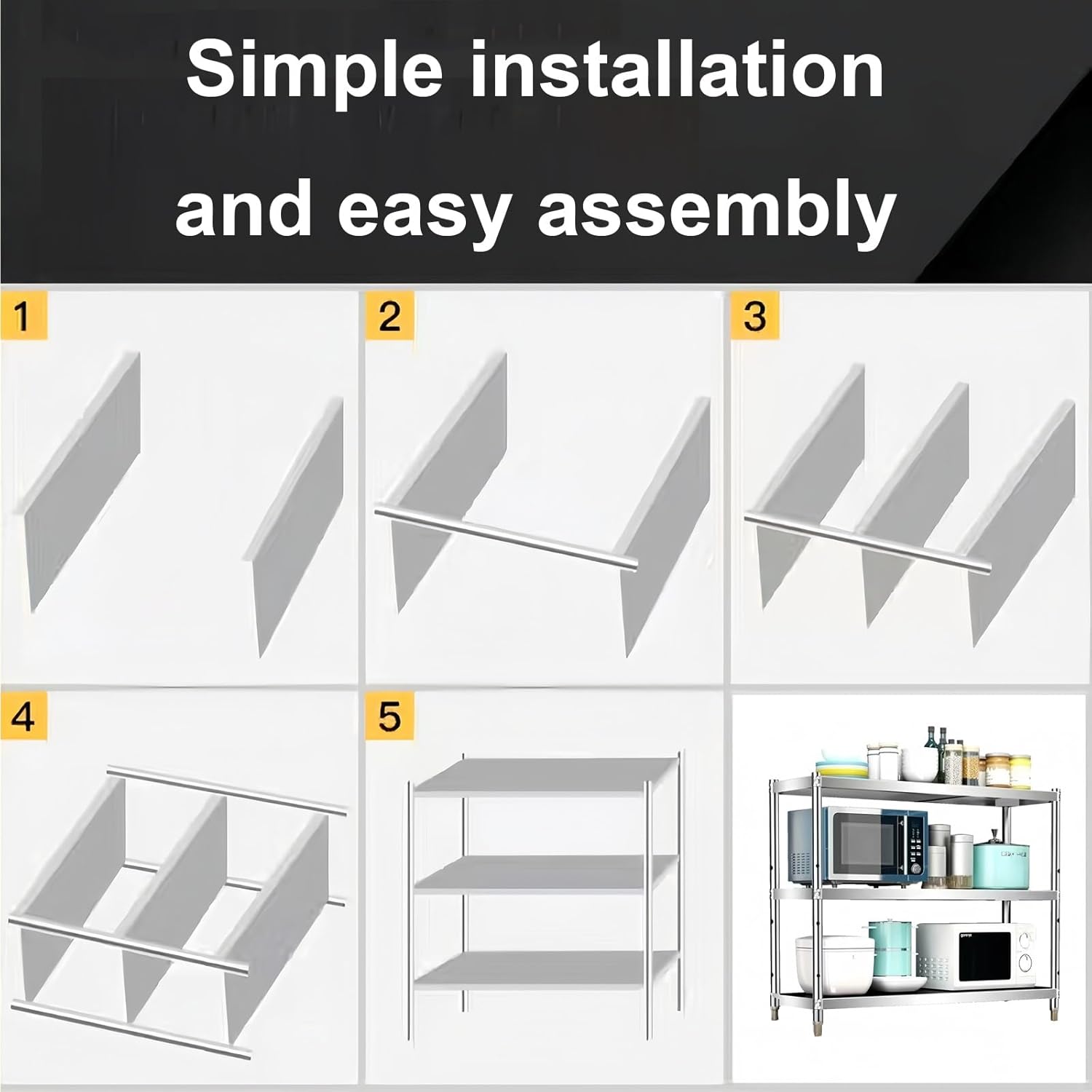 Three-layer Stainless Steel Workbench Commercial Household Kitchen Organizer Multifunctional Preparation Table Tiers Layer Spacing can be Adjusted Solid Metal Table Practical Workbench