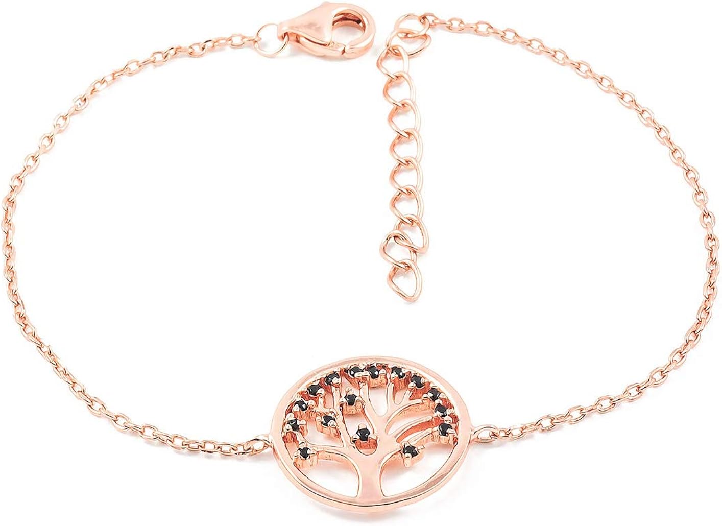 Monde Petit 925 Sterling Silver tree of Life zirconia bracelet, Pink - Image 3
