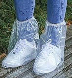 EFWEL Waterproof Shoe Covers, 10 Pairs Clear Plastic Protective Boot Covers for Rain Snow Day Outdoor Activities Fit Most Adult Women Men Shoes Home Office Clean Hygienic Durable PE Material