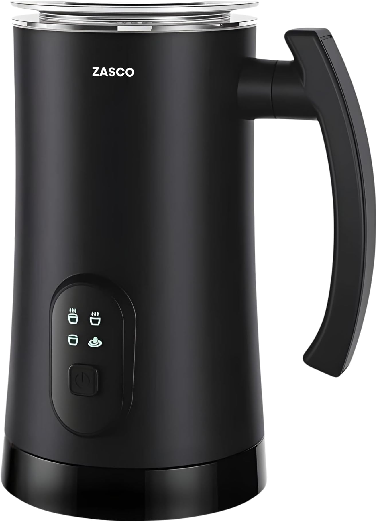 ZASCO Milk Frother – 4-in-1 Electric Milk Heater, Steamer & Foamer for Perfect Lattes, Cappuccinos & Macchiatos, Fast Heating, Overheat Protection, Ideal for Home & Travel (Black)