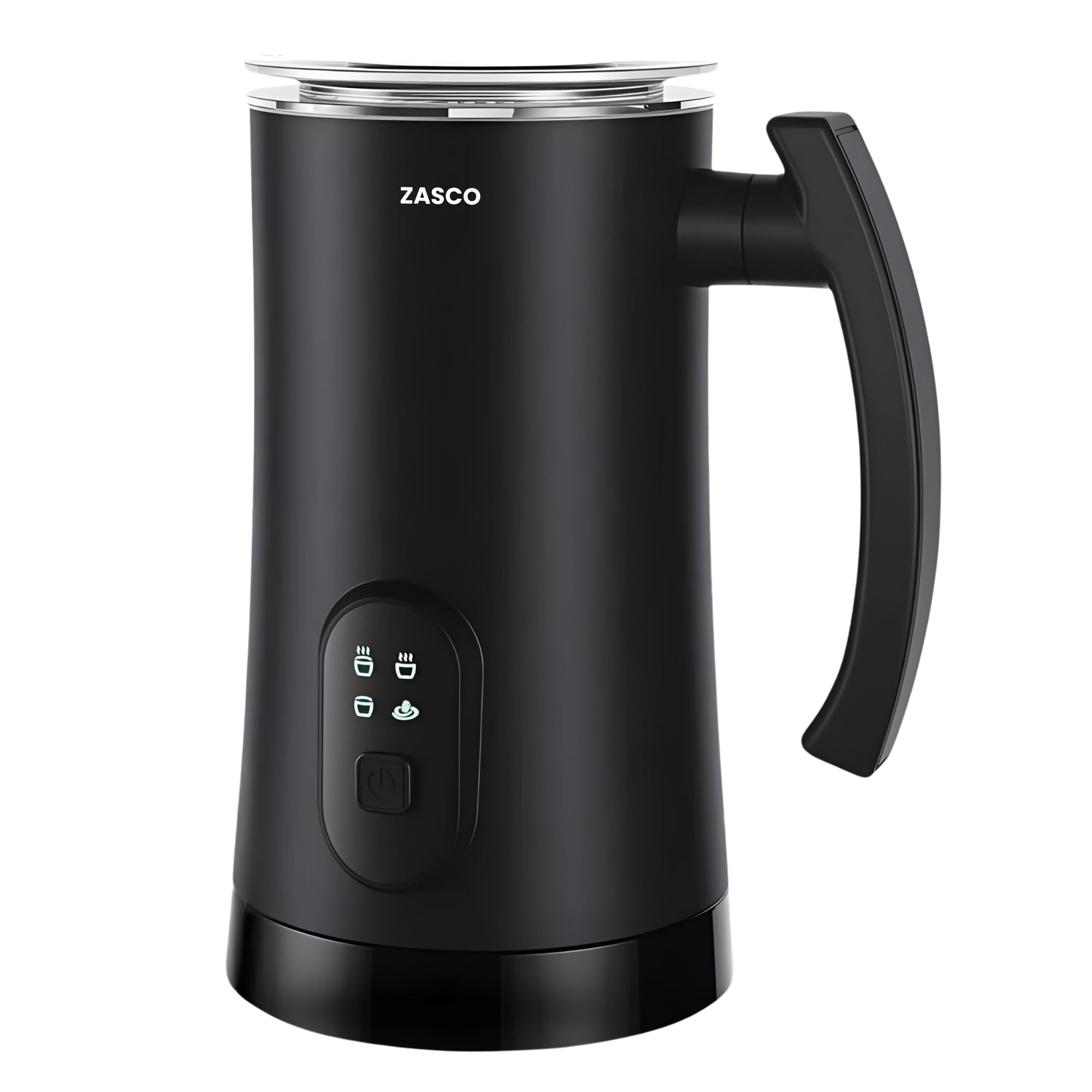 ZASCOMilk Frother – 4-in-1 Electric Milk Heater, Steamer & Foamer for Perfect Lattes, Cappuccinos & Macchiatos, Fast Heating, Overheat Protection, Ideal for Home & Travel (Black)