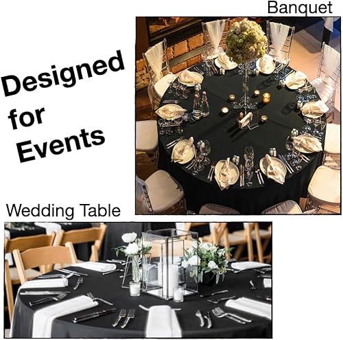 Miniatura 5 de Mantel redondo blanco grande de 120 pulgadas para mesa plegable redonda de 5 a 6 pies con capacidad para 6 a 8 invitados, para mesa con 6 sillas.