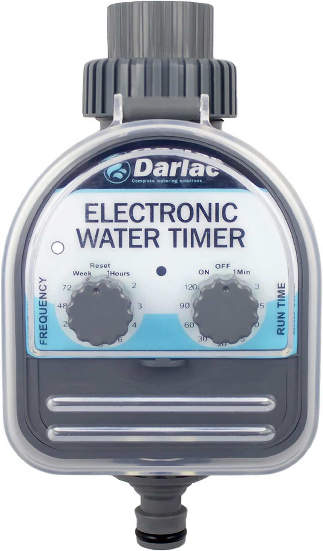 Darlac Electronic Water Timer – 2 Dial Function for Multiple Watering Options, Frequency and Run Time – Garden Hose Fitting