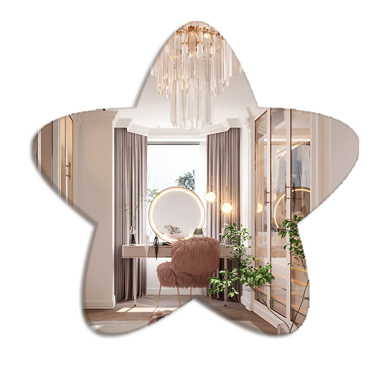 Wall Acrylic Mirror, Shatterproof Acrylic Wall Stickers Large Star Mirror for Walls Wall-Mounted Mirrors for Make Up Vanity Living Room Bedroom Decor Festival Decoration Non Glass (Large 40x40cm)
