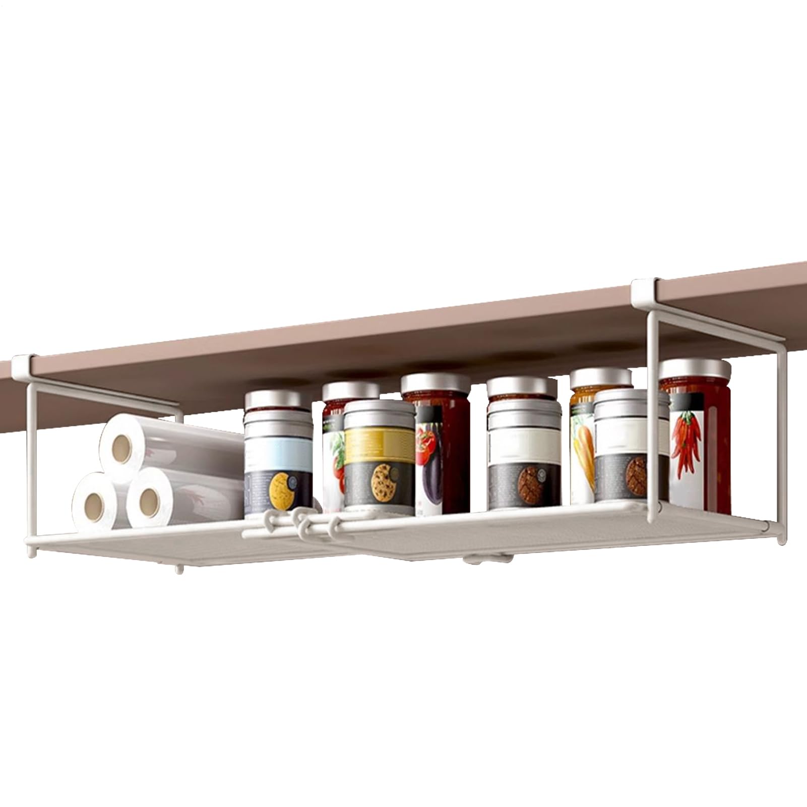 Cesto portaoggetti sotto armadio – Supporto allungabile | Griglia regolabile per casa, cucina, dispensa, camera da , bancone ufficio