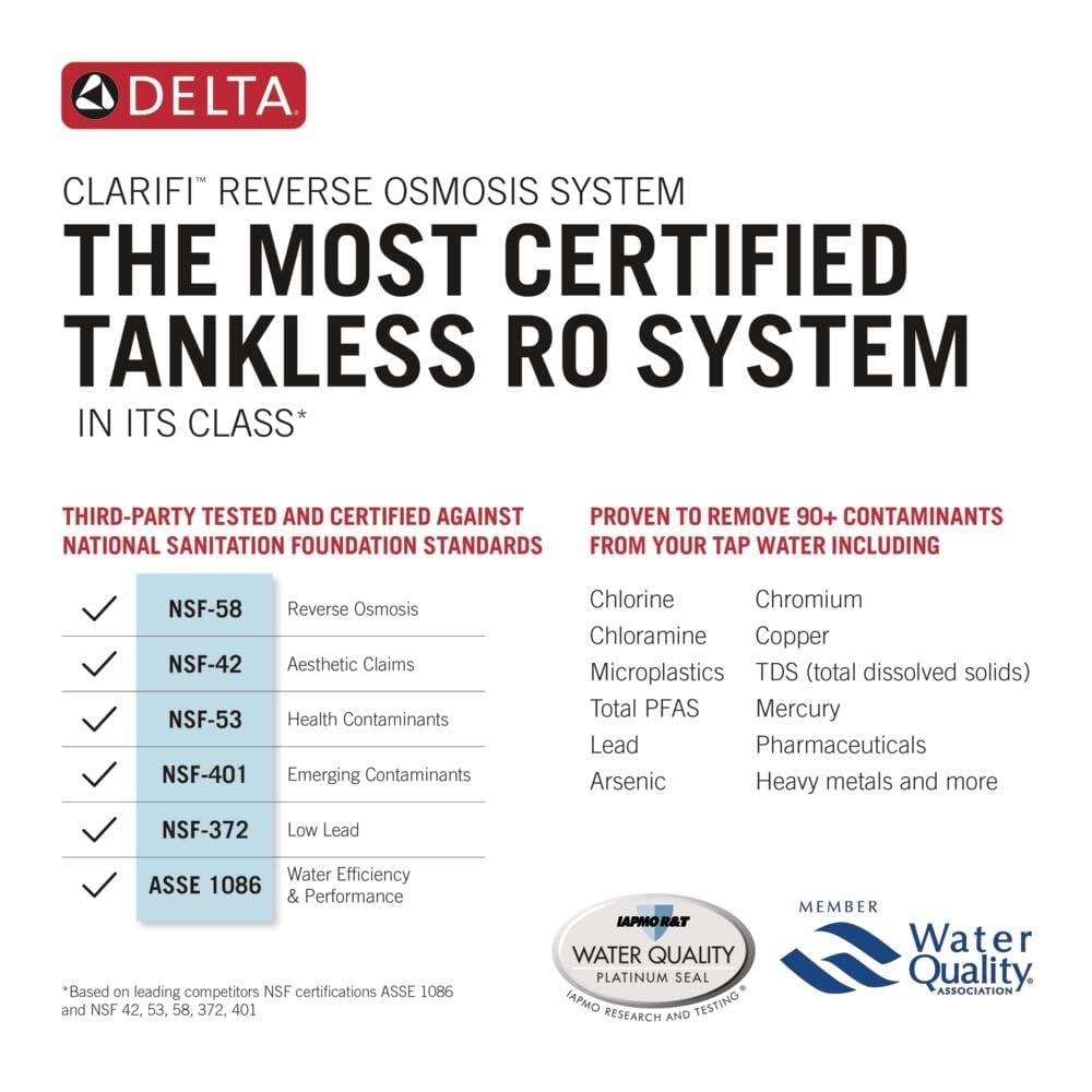delta clarifi under sink reverse osmosis system with faucet and tubing