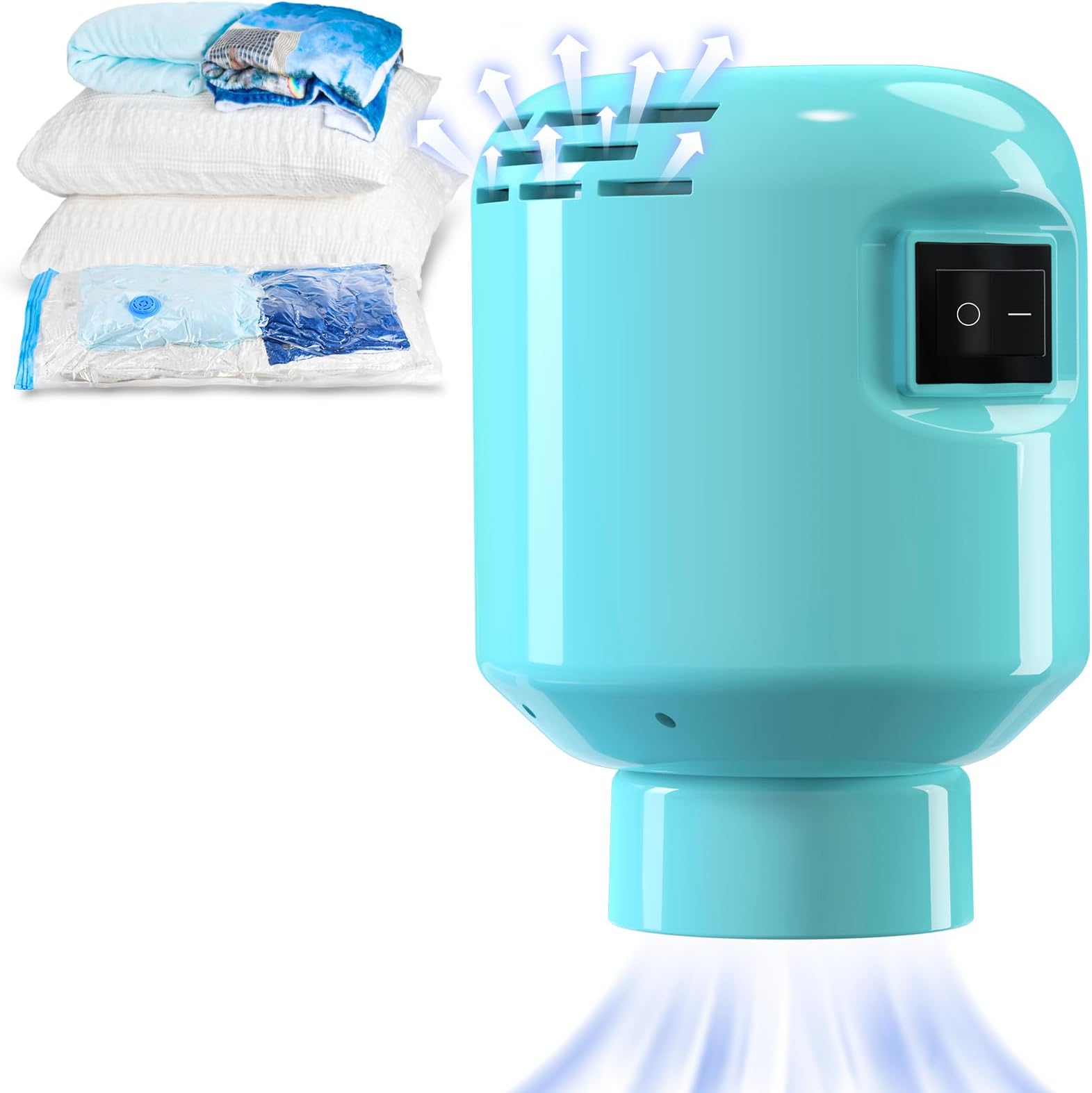 Portable Vacuum Storage Bags Electric Pump Space Saver Compression Pack Suction Pump Vacuum Pack Bags Air Pump for Clothes Duvets Blanket