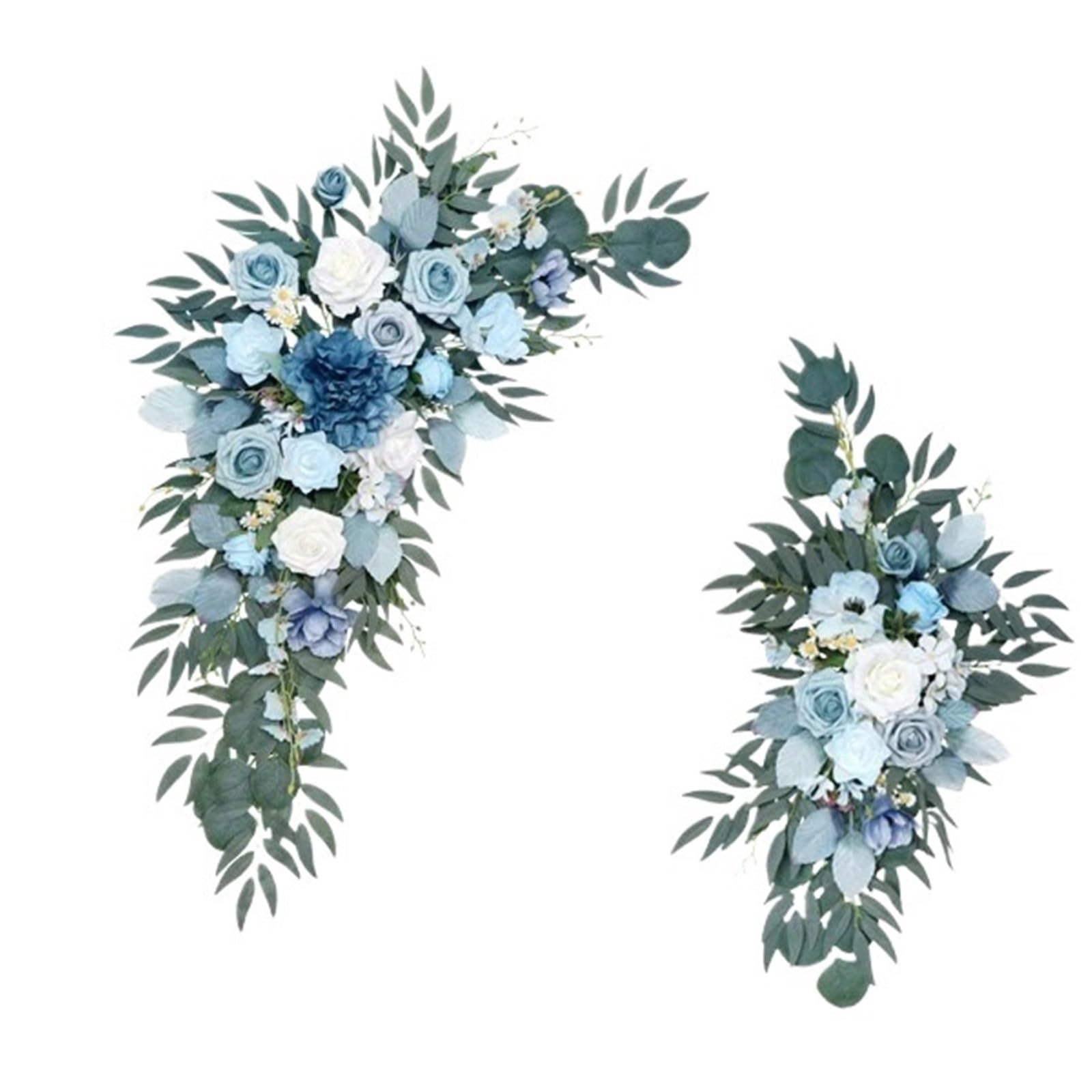 MOHUIED Artificial Floral Swags Wedding Arch Flowers And Drape Kit Blue Artificial Floral Swags For DIY Boho Arbor Backdrop Ceremony Decoration for Ceremony Backdrop, Fireplace and Door Decor(Color3)