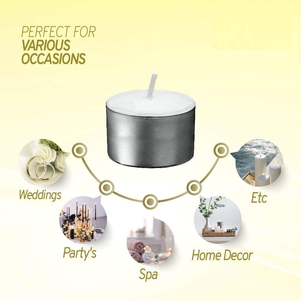 EYUVAA LABEL Uncented smokeless 9 Hrs Burning Tealight Candles for Home Decor Birthday Party Festival Reception Celebrations (Set of 100) 2