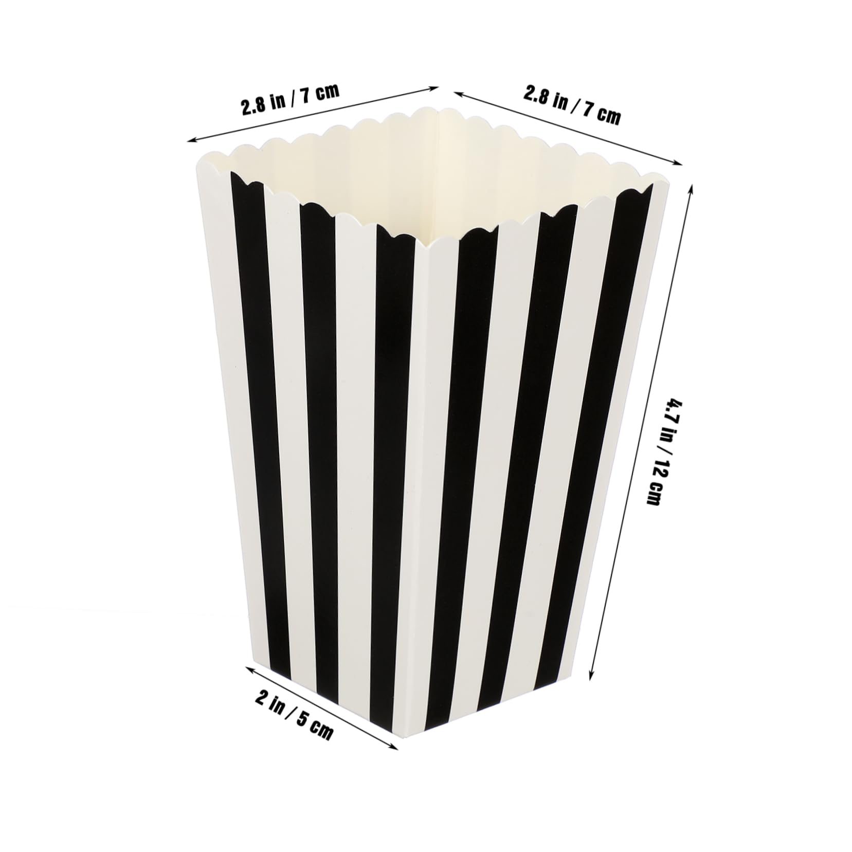 Luxshiny 24Pcs Black Popcorn Boxes Decorative Stripe Containers Weddings Parties Desserts Snack Holders for Celebrations DIY Labeling