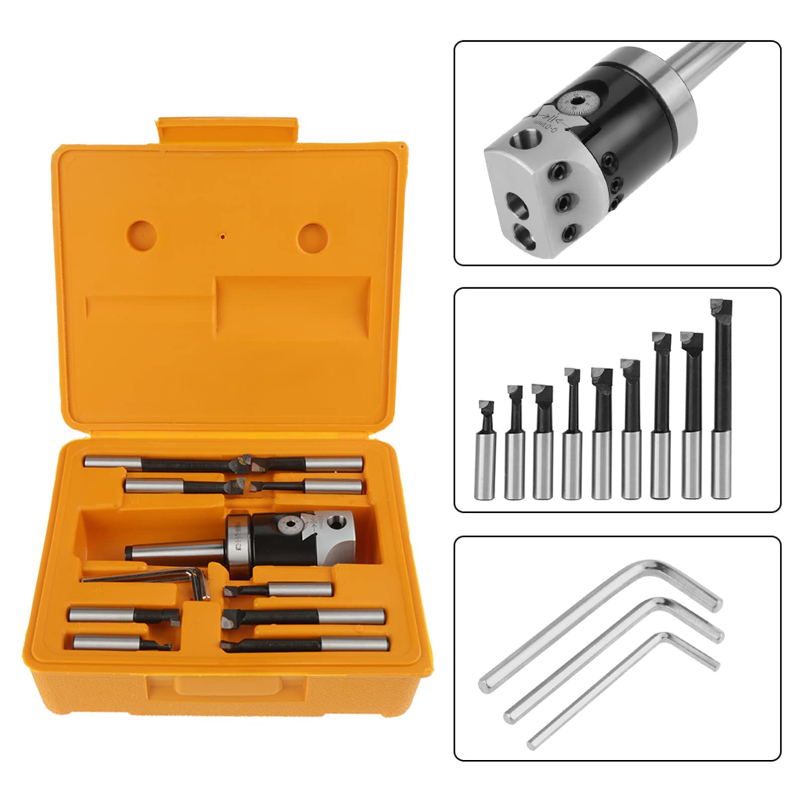 Testa alesatrice 50 mm utensile di tornitura barra utensile di tornitura con accessori per fresatrice per biella 9 pezzi 12 mm MT2 -M10 F1-12