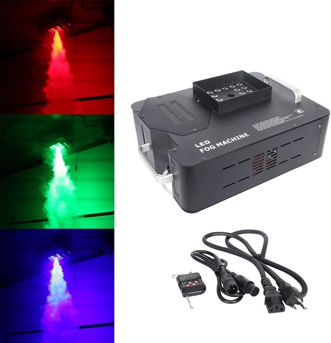 Tengchang Fog Machine for Halloween, DMX RGB 3 in1 24 LED Smoke Machine Stage Lighting Vertical Spray W/Remote : Musical Instruments