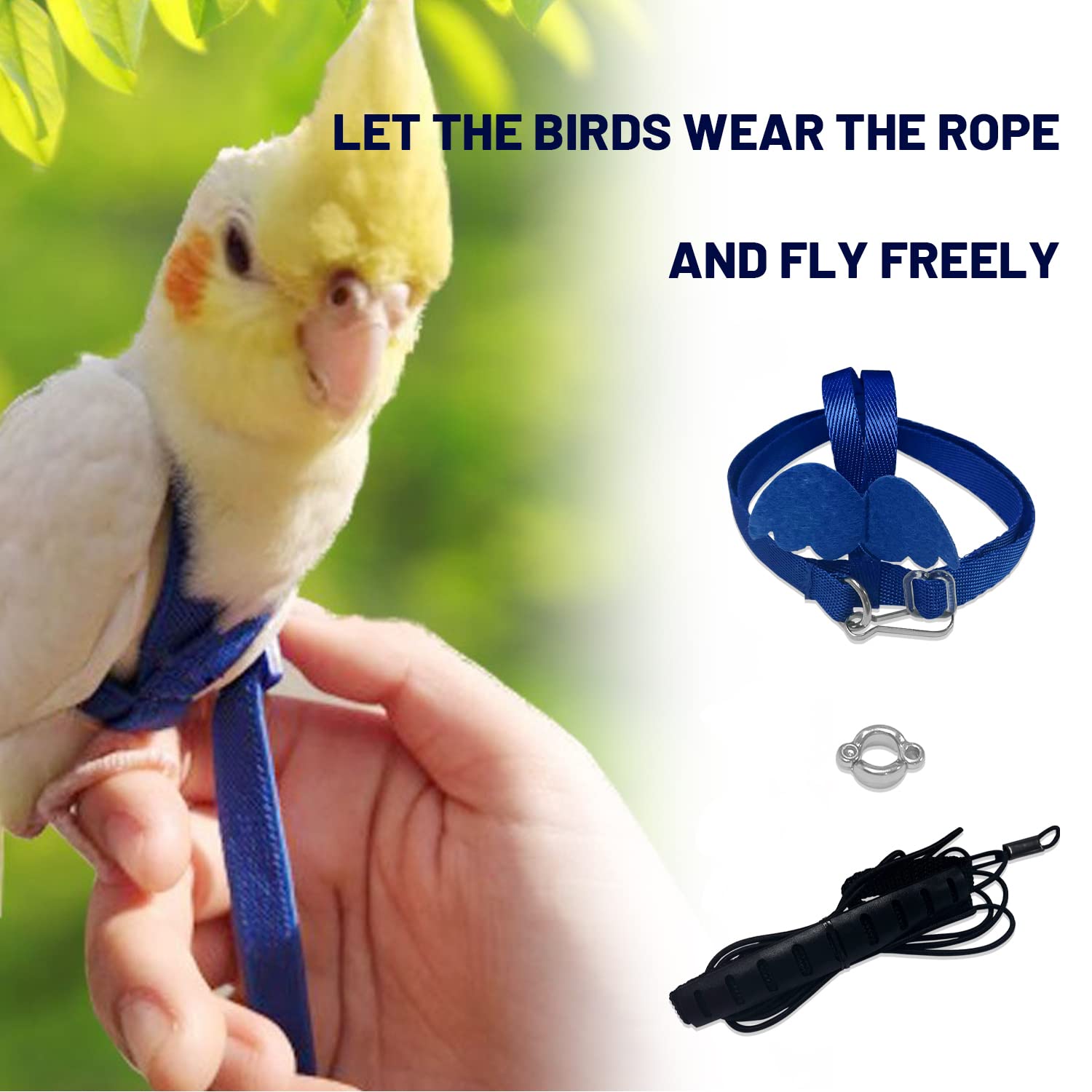 JTKREW Imbracatura Per Pappagalli Regolabile - Guinzaglio Con Cinghia Elastica, Per Ara, Cacatua