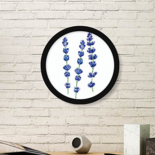 Peinture d'art bleu lavande avec cadre en bois ronde pour decoration murale maison