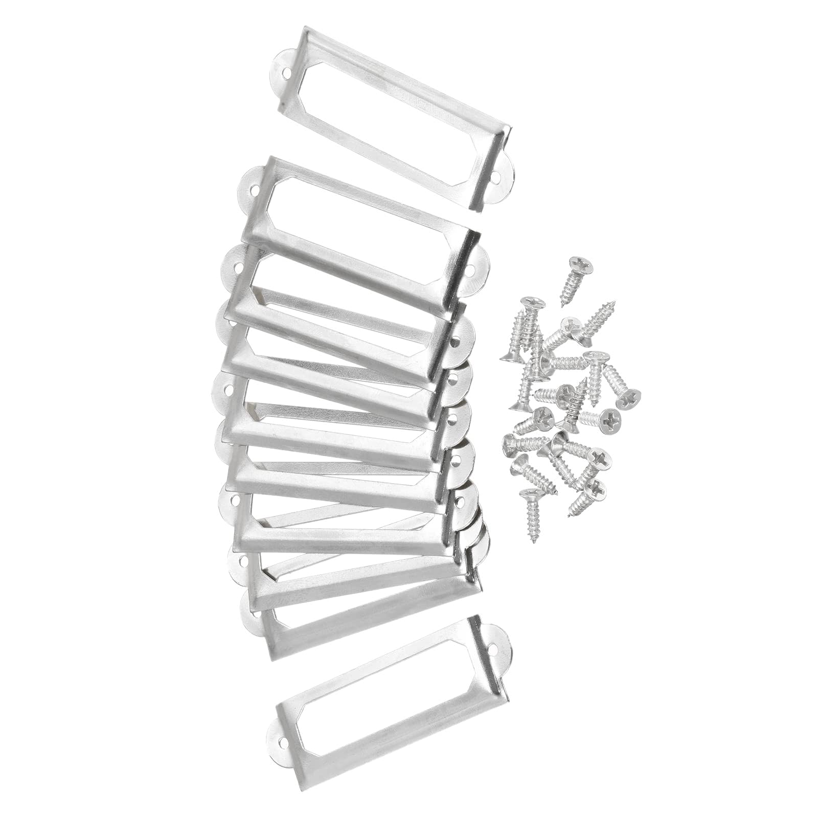TA-VIGOR 60 x 17mm Antique Metal Label Holders Flie Card Frame 10pc Silver