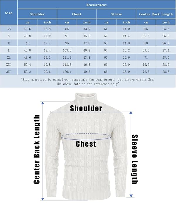 COOFANDY Men's Slim Fit Turtleneck Sweater Twisted Knit Christmas Pullover by COOFANDY - Used condition - US$29.45