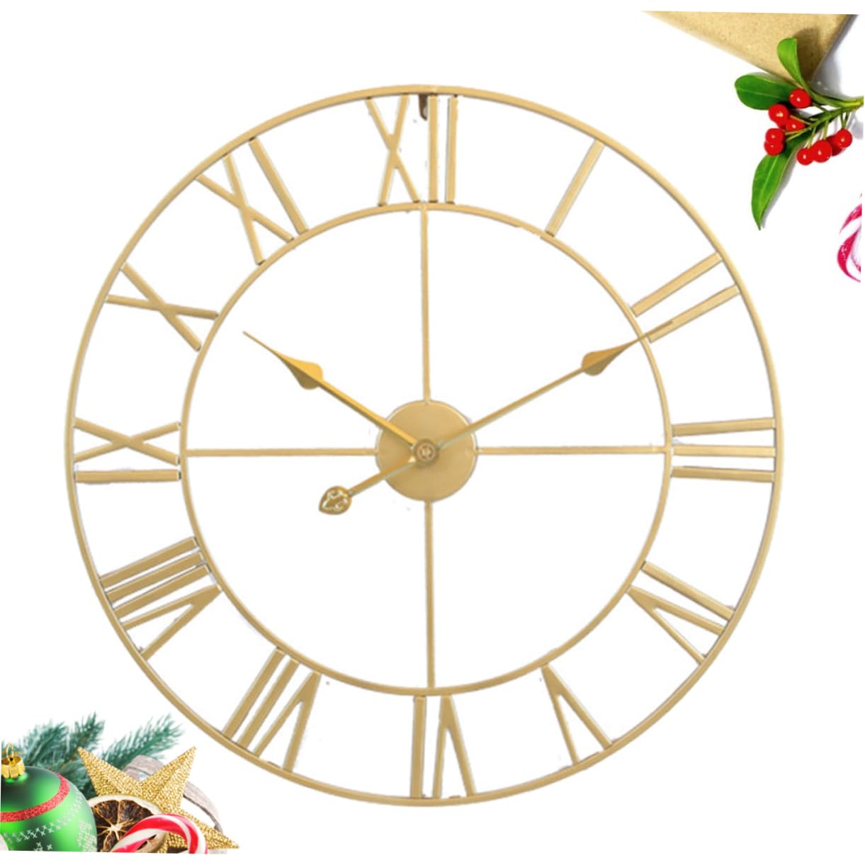 Cabilock Reloj de Pared de Hierro Beige Silencioso para Cocina y Hogar | Decoración para Pared, Fácil de Instalar y Retirar, Estilo Creativo y Chic