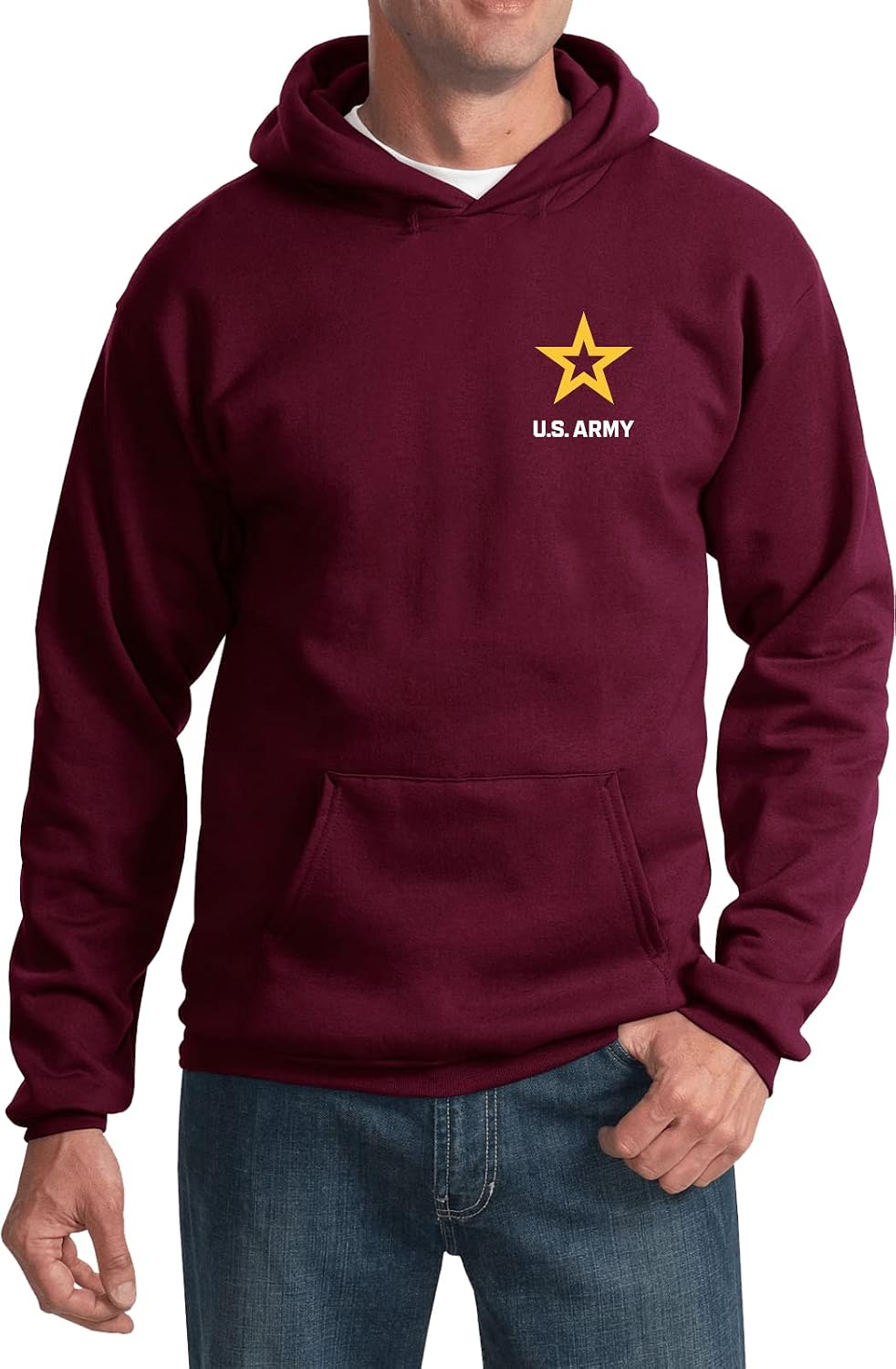 Buy Cool Shirts US Army Star Logo White Chest Print Pullover Hoodie